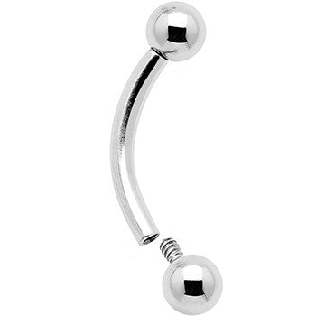 14G 7/16 Grade 23 Titanium 4mm Internal Thread Curved Barbell