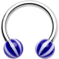 14G 7/16 Indigo Blue White Acrylic Horseshoe Circular Barbell