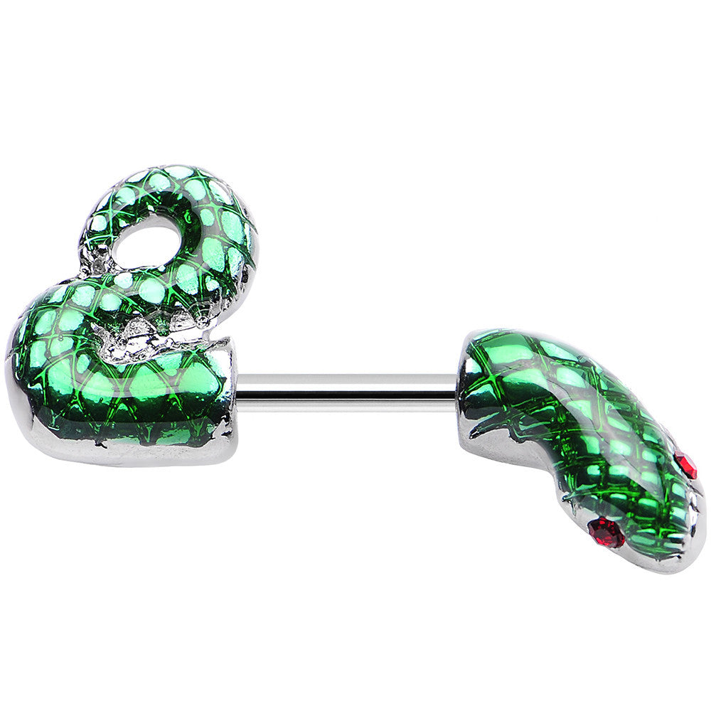 16G 1/4 Green Slithering Snake Double Helix Cartilage Earring