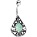 Light Green Faux Opal Oval Drop Tears of Heaven Belly Ring