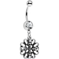 Clear Gem Quadruple Halloween Skull and Snake Dangle Belly Ring