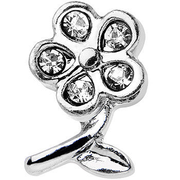 16G 1/4 Clear Gem Petal Flower Left Ear Cartilage Earring