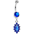 Royal Blue Gem Decadent Detail Drop Dangle Belly Ring