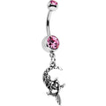 Pink Gem Moon and Ms Mermaid Dangle Belly Ring