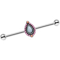 14G Light Blue and Pink Pastel Teardrop Industrial Barbell 38mm
