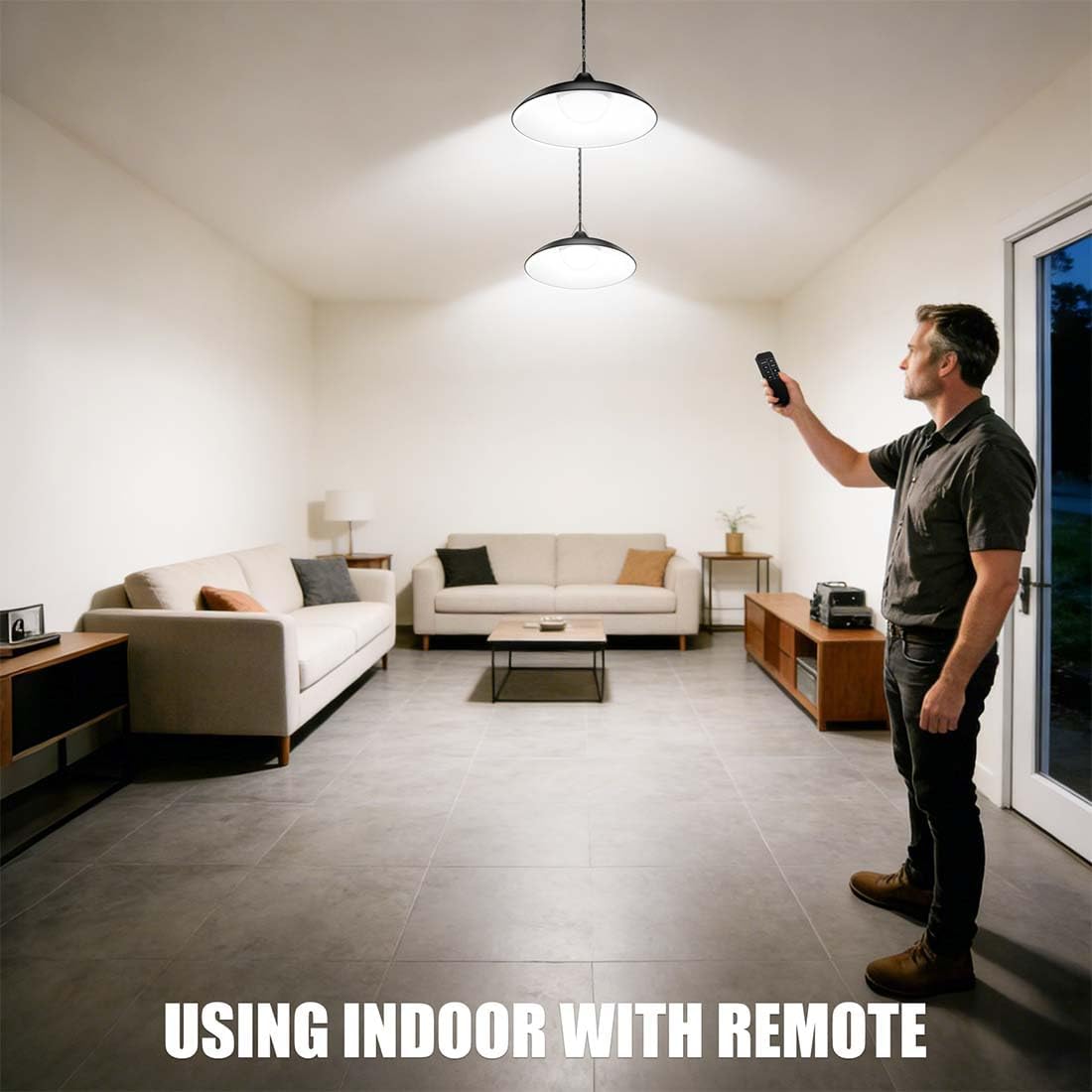Solar Shed Light Indoor Outdoor, 3000LM Daytime Available Pendant Light with Remote Control, Dusk to Dawn, Brightness Dimmable, Timing, IP67 Waterproof for Gazebo, Storage, Porch, Shop, Barn (Large)