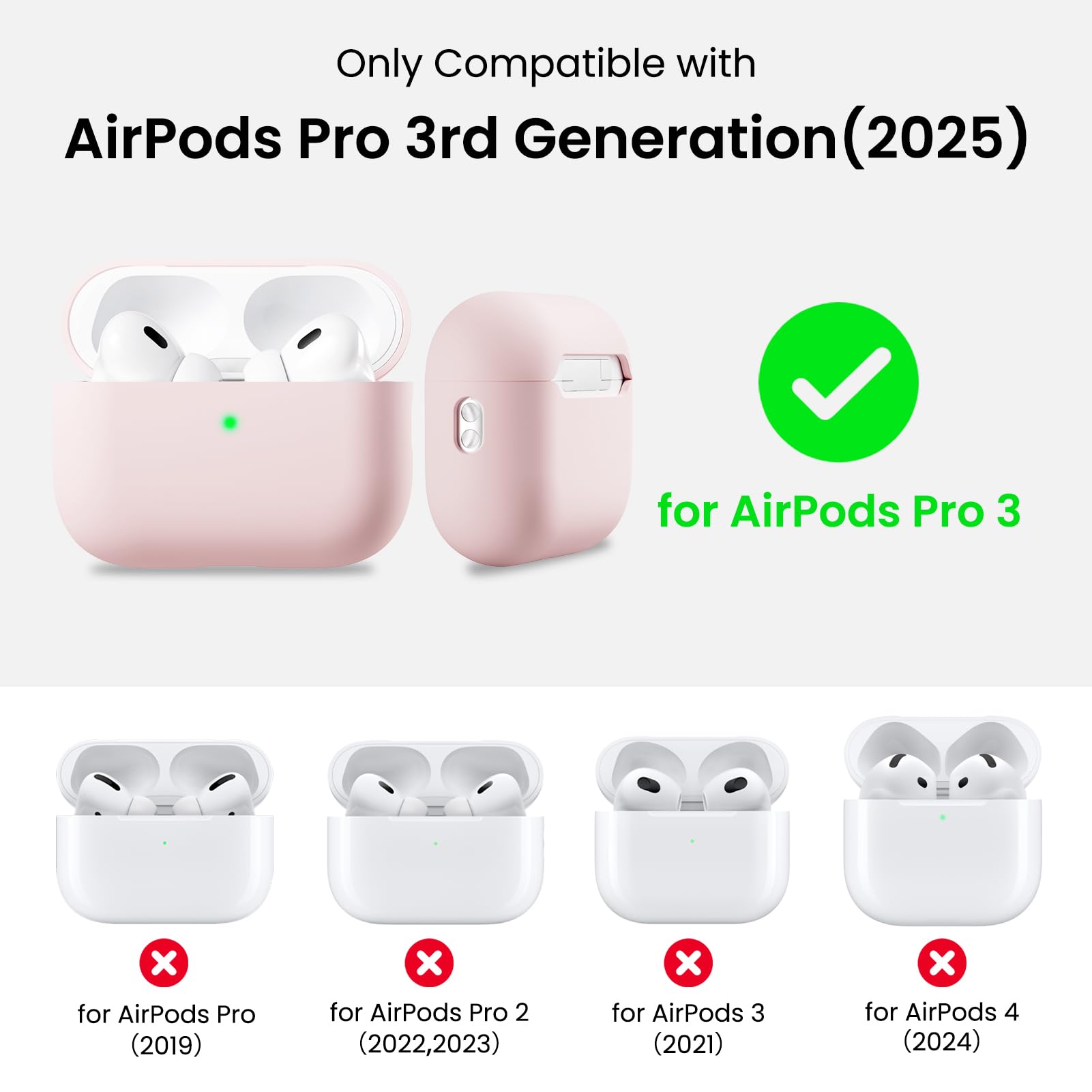 Pro 3 Case 2025, Full Protective Hybrid Silicone For Airpods Pro 3Rd Generation