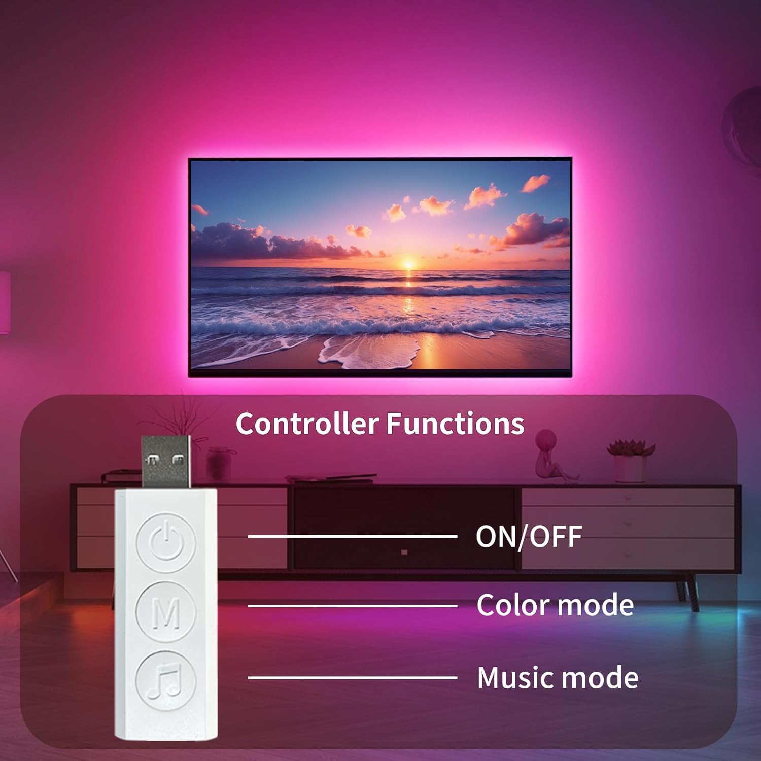 Lights For Tv, 13.1Ft Tv Led Backlight For 40-55Inch Tvs Rgb Tv Backlight Behind