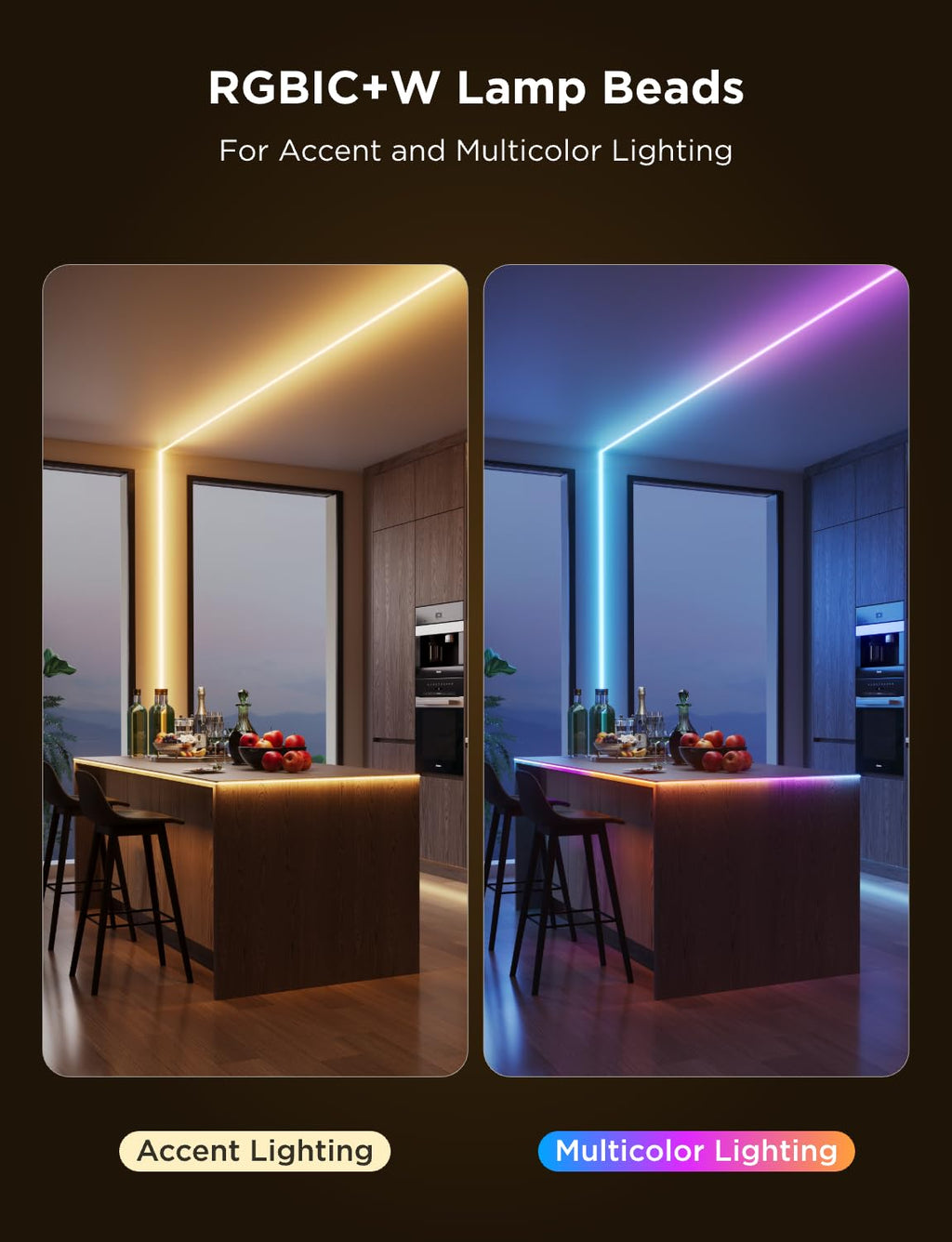 Govee COB LED Strip Light Pro, LED Lights for Bedroom Compatible with Alexa, Google Assistant and Matter, RGBICW Light with Warm White, Smart Strip Light, LED Lights for Bedroom, Color Changing, 9.8ft