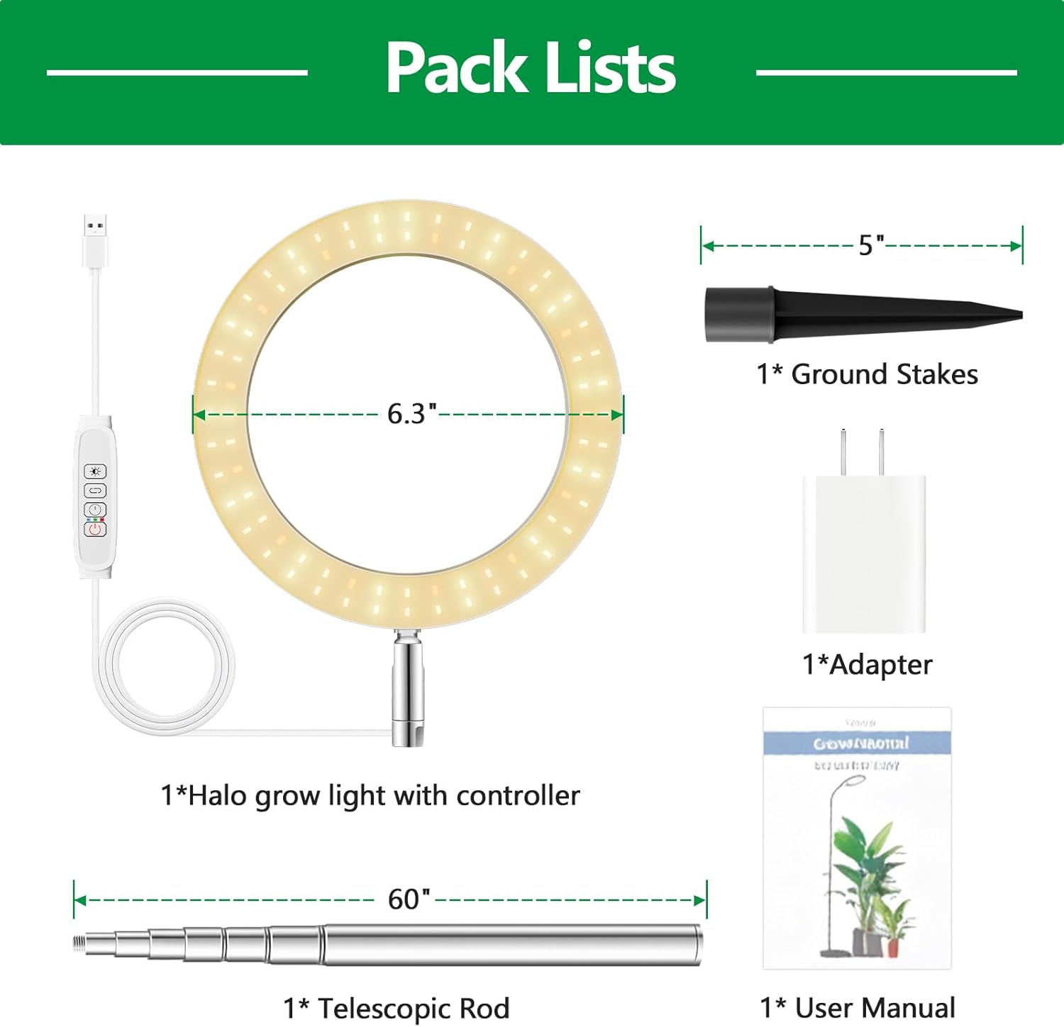 Grow Lights for Indoor Plants,LPMZMBL Indoor Plant Light,80 LEDs Full Spectrum Plant Lights for Indoor Growing with 6/12/16H Timer-WG1