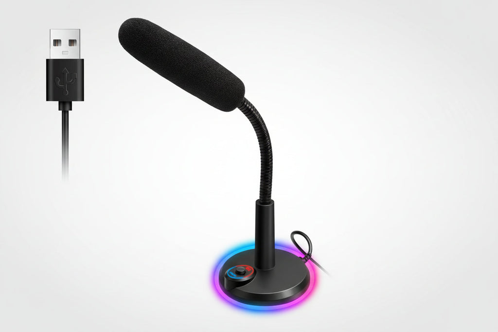 Desktop Condenser Microphone with RGB Light – Plug & Play Computer Mic with 1.5m