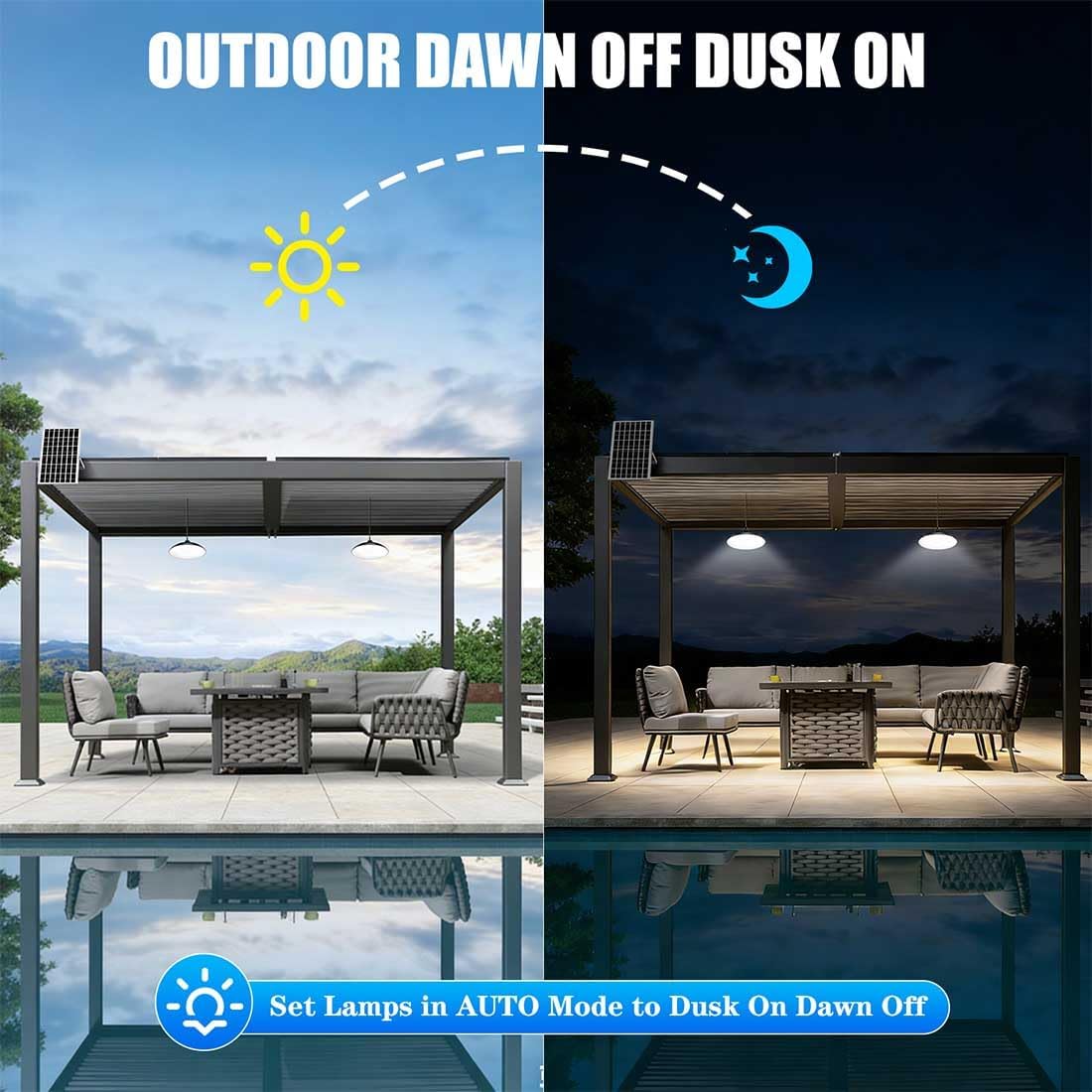 Solar Shed Light Indoor Outdoor, 3000LM Daytime Available Pendant Light with Remote Control, Dusk to Dawn, Brightness Dimmable, Timing, IP67 Waterproof for Gazebo, Storage, Porch, Shop, Barn (Large)