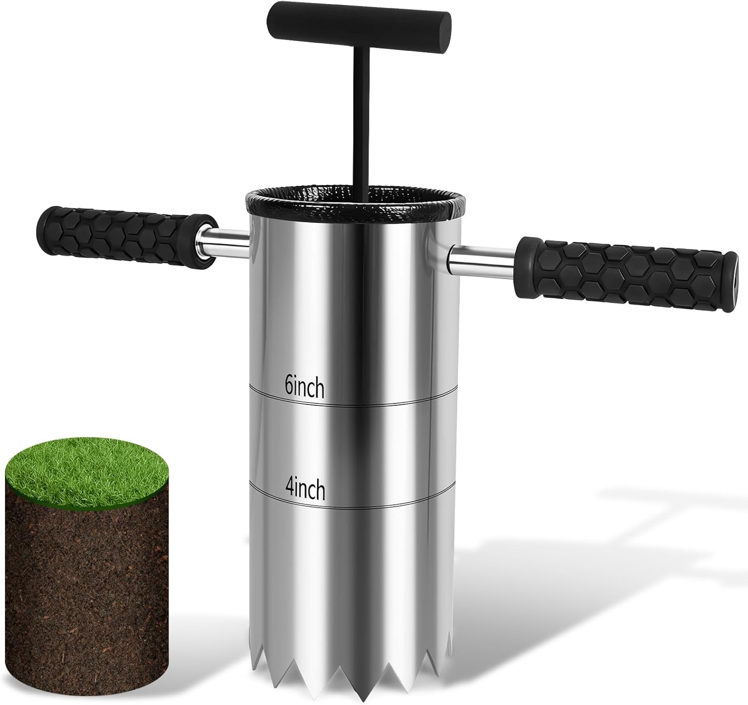 Portable Golf Hole Cutter 4" & 6" Golf Cup Digger, USGA-Standard Detachable Handle Stainless Steel Hole Digger for Backyard, Garden & Outdoor Golf Putting