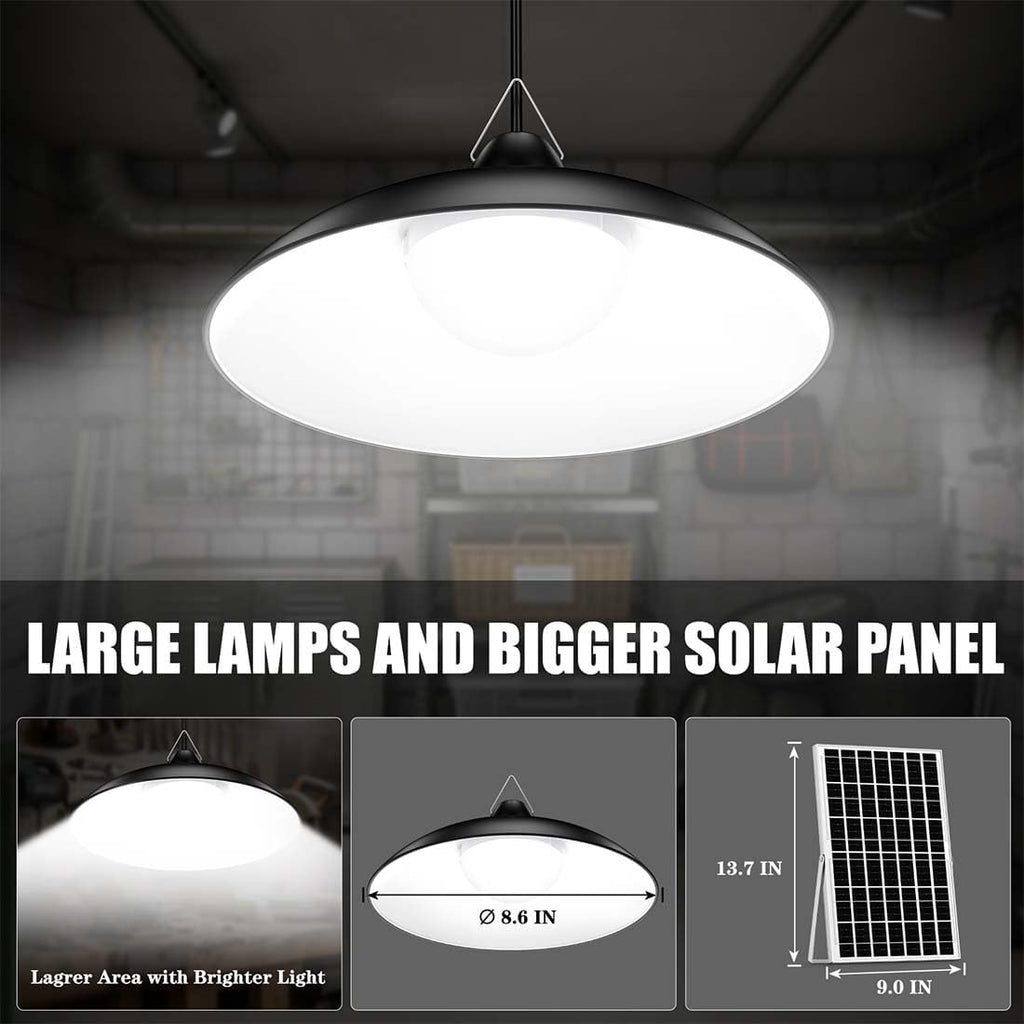 Solar Shed Light Indoor Outdoor, 3000LM Daytime Available Pendant Light with Remote Control, Dusk to Dawn, Brightness Dimmable, Timing, IP67 Waterproof for Gazebo, Storage, Porch, Shop, Barn (Large)