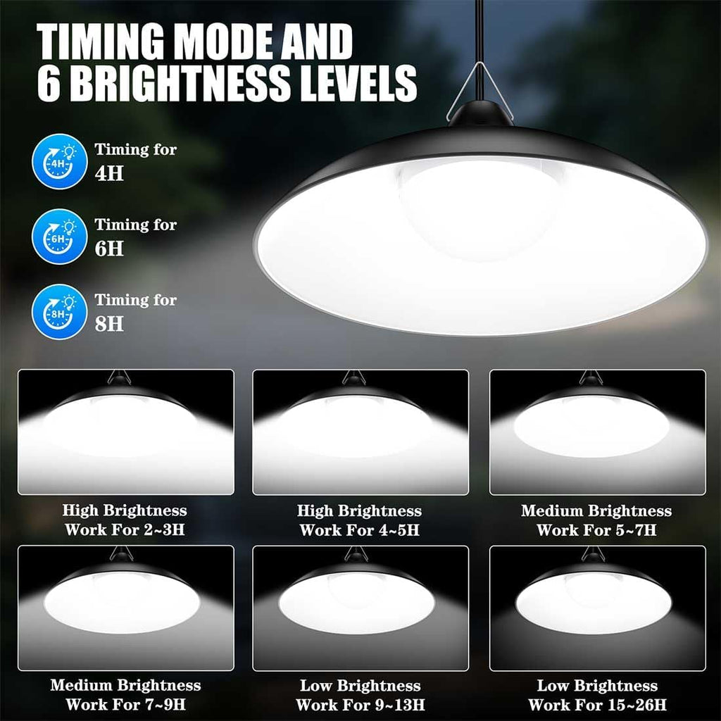 Solar Shed Light Indoor Outdoor, 3000LM Daytime Available Pendant Light with Remote Control, Dusk to Dawn, Brightness Dimmable, Timing, IP67 Waterproof for Gazebo, Storage, Porch, Shop, Barn (Large)