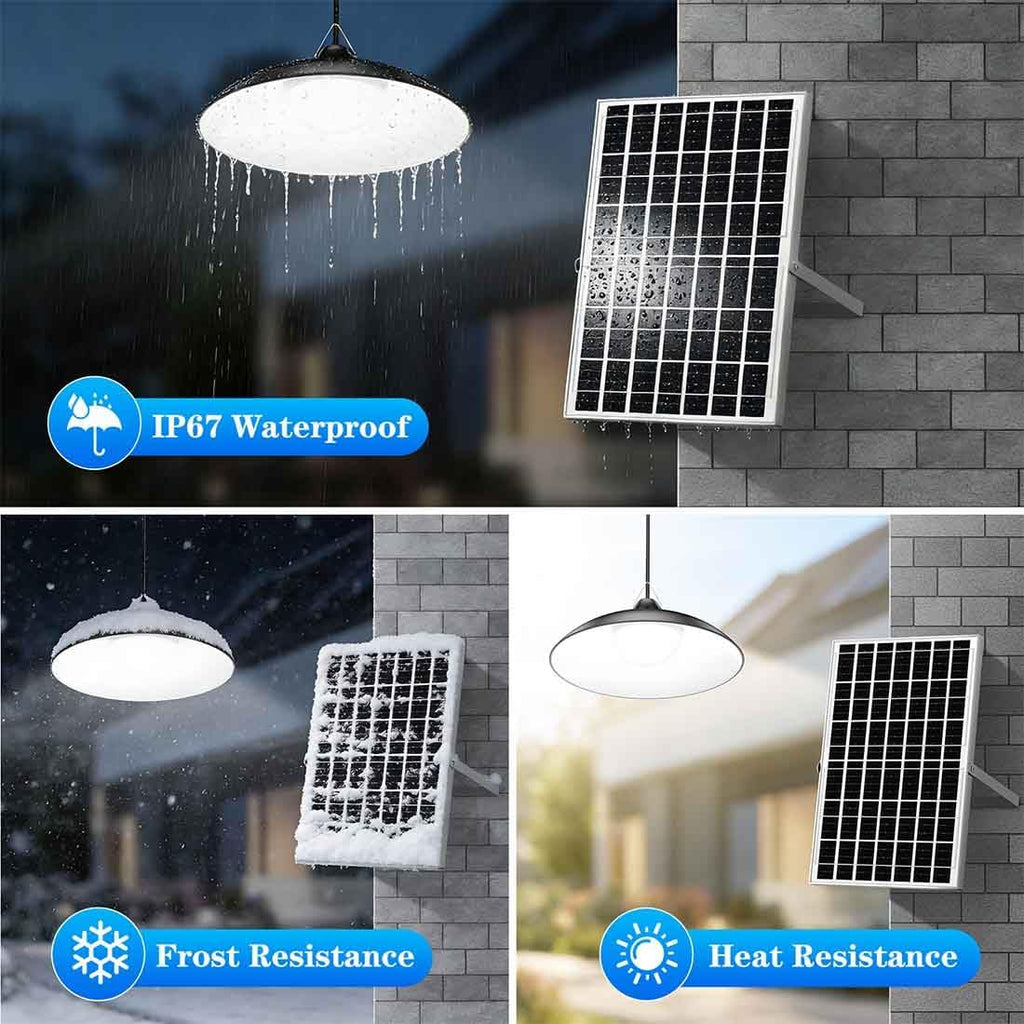 Solar Shed Light Indoor Outdoor, 3000LM Daytime Available Pendant Light with Remote Control, Dusk to Dawn, Brightness Dimmable, Timing, IP67 Waterproof for Gazebo, Storage, Porch, Shop, Barn (Large)