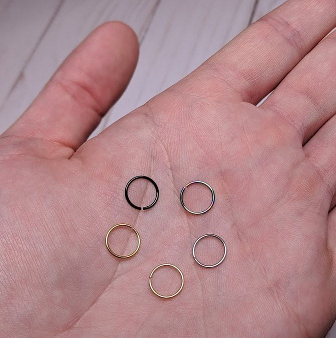 20G 5/16 Multi Color Seamless Circular Ring Set of 5