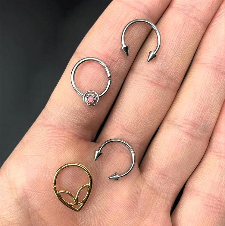 16G 3/8 Gold Tone UFO Alien Septum Ring