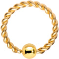 16G 5/16 Gold Tone IP Seriously Twisted BCR Captive Ring