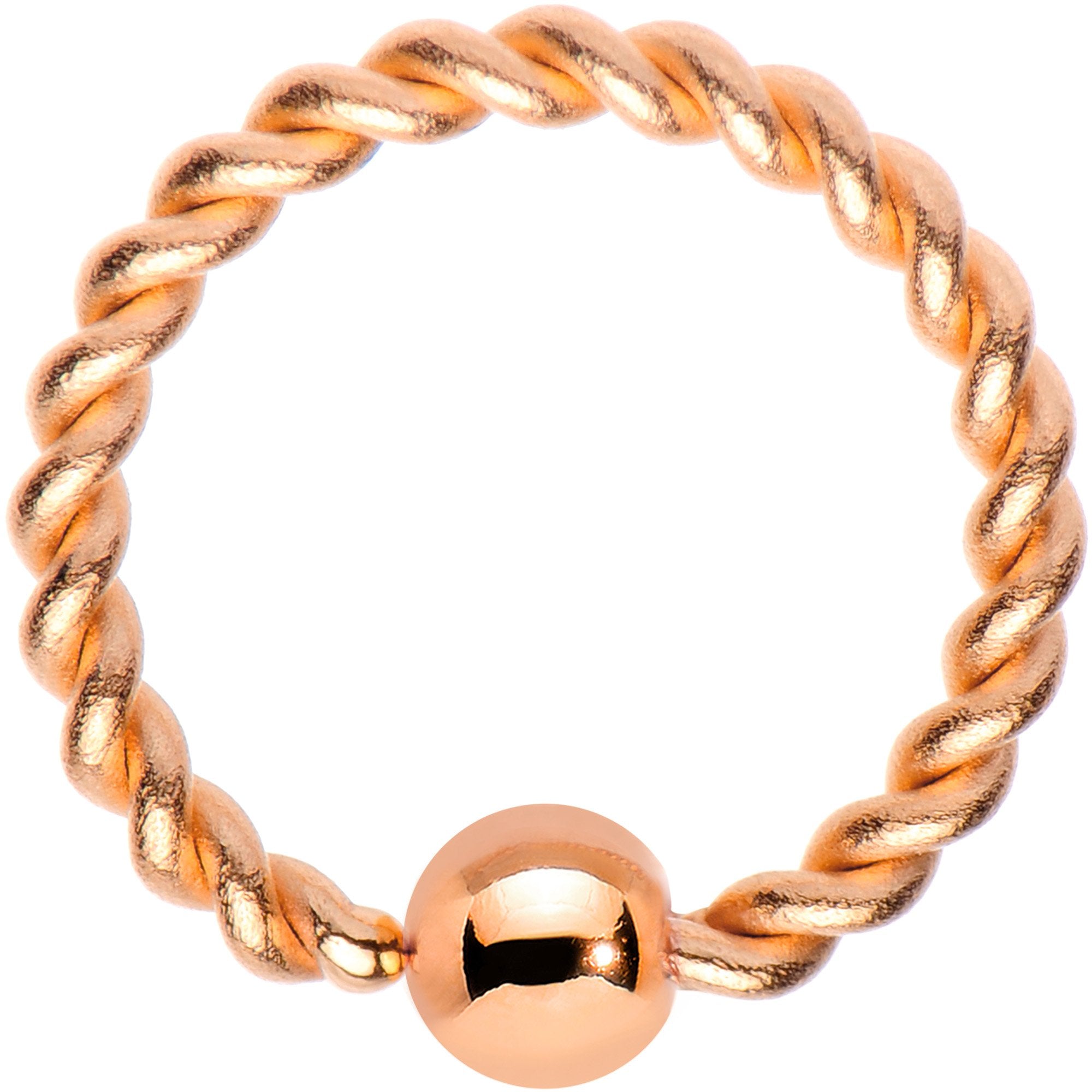 16G 5/16" Rose Gold Tone IP So Twisted Captive Style Seamless Ring