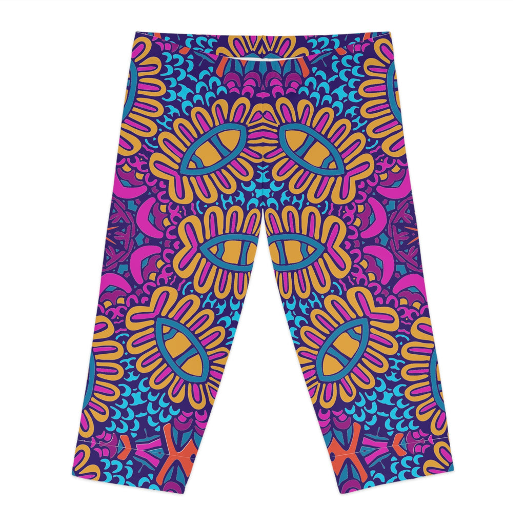 Colorful Boho Bliss Capri Leggings Women's Capri Leggings (AOP)