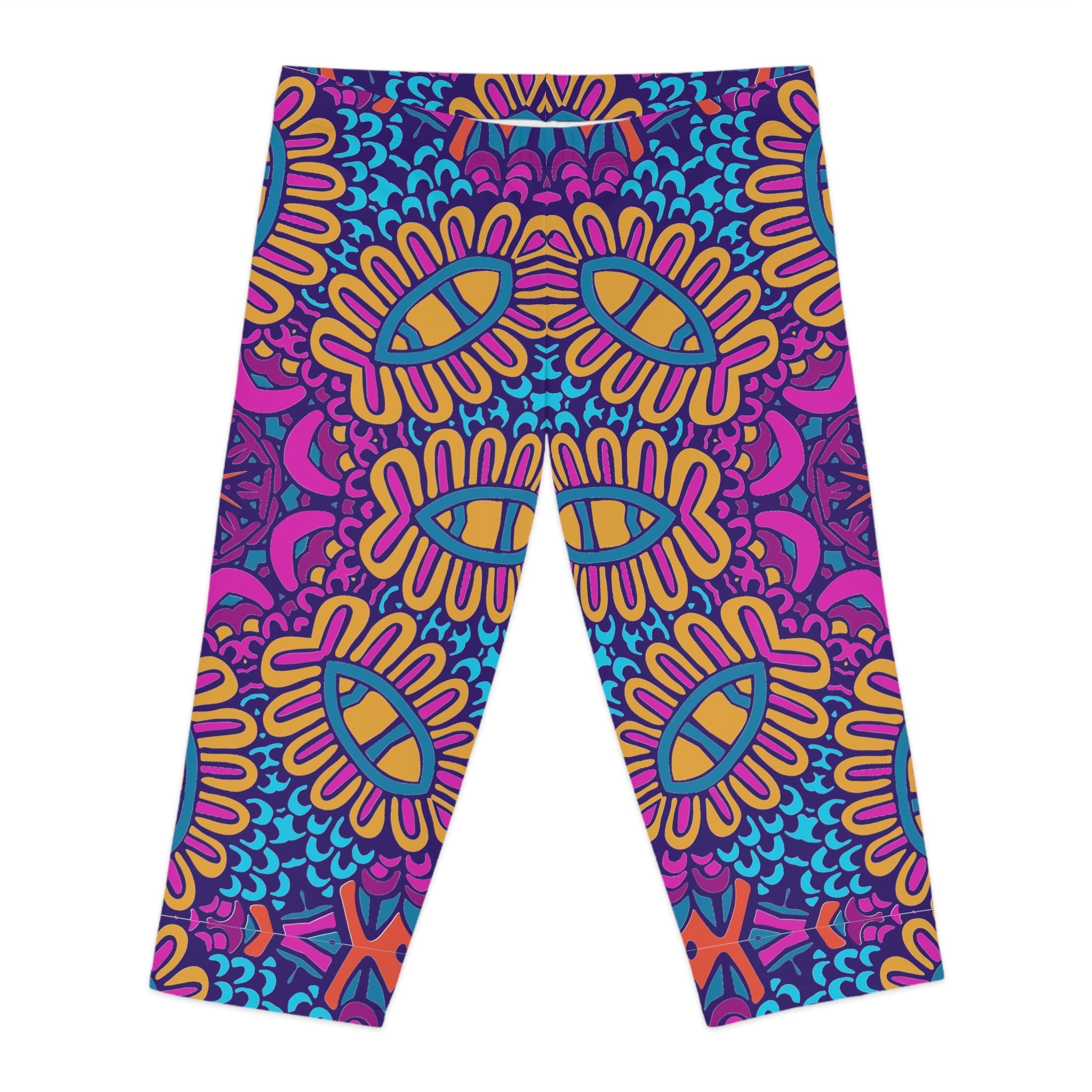 Colorful Boho Bliss Capri Leggings Women's Capri Leggings (AOP)