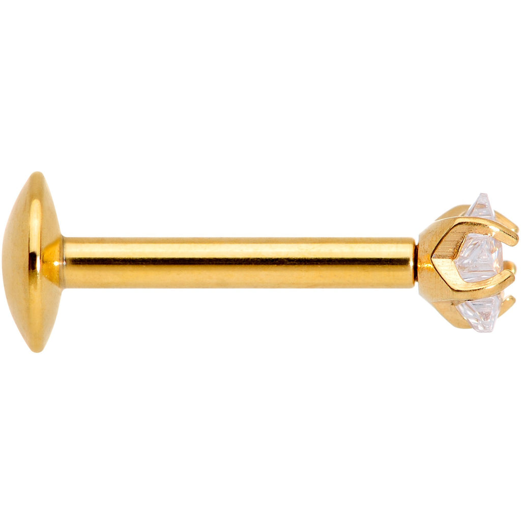 5/16 Clear Star CZ Gem Gold PVD Internally Threaded Labret Monroe
