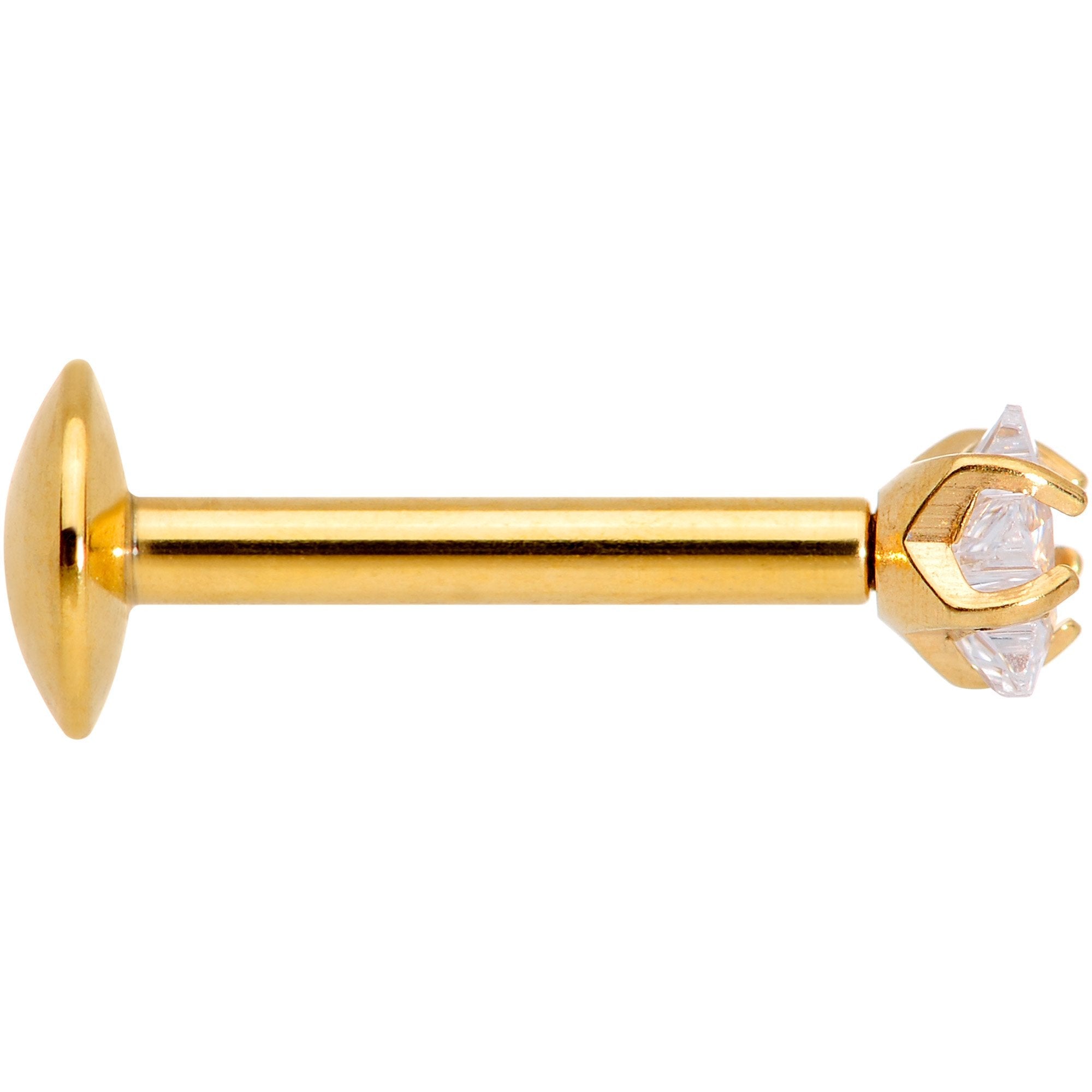 5/16 Clear Star CZ Gem Gold PVD Internally Threaded Labret Monroe