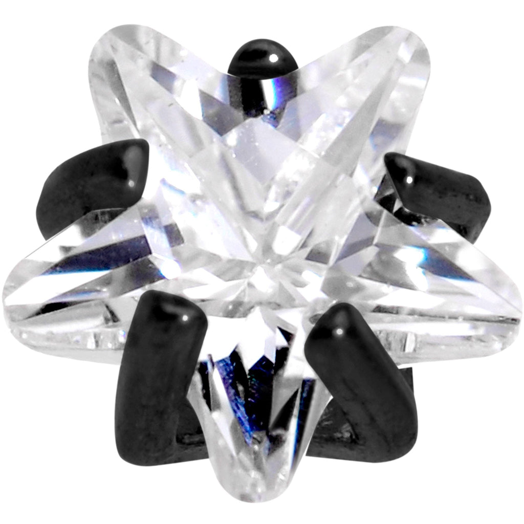 5/16 Clear Star CZ Gem Black PVD Internally Threaded Labret Monroe