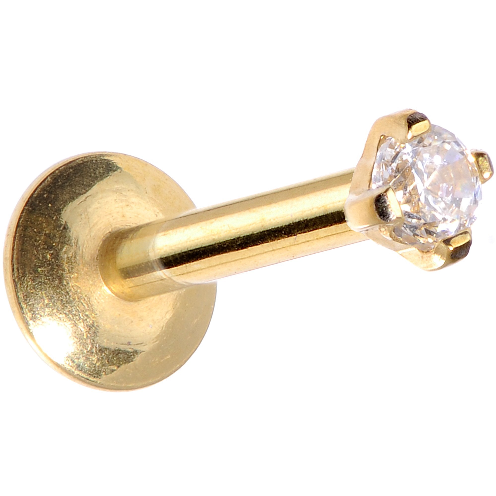 16G 5/16 Gold Titanium Internally Threaded Gem Labret Monroe