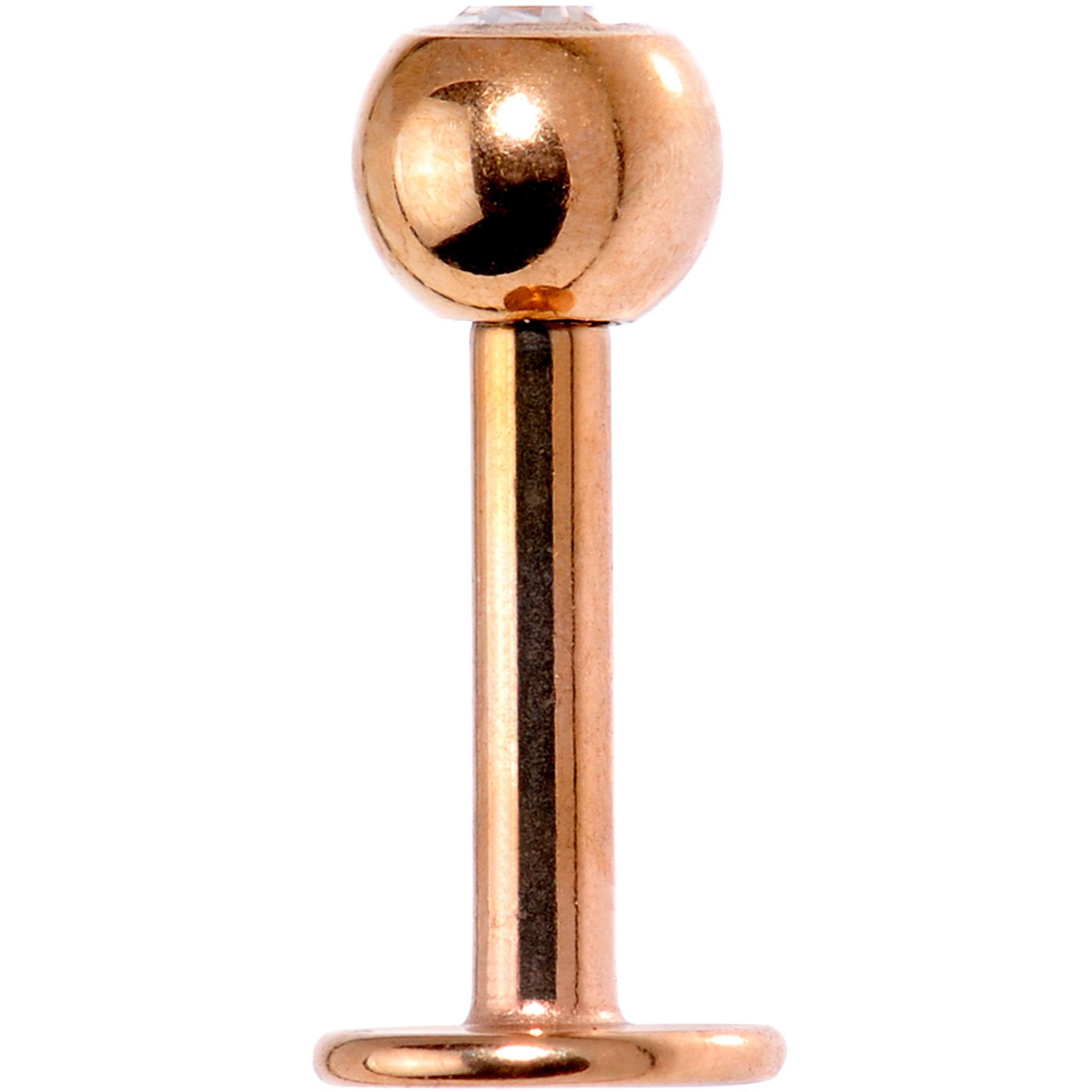16G  1/4 Clear Press Fit Gem Rose Gold IP Tragus Labret Monroe