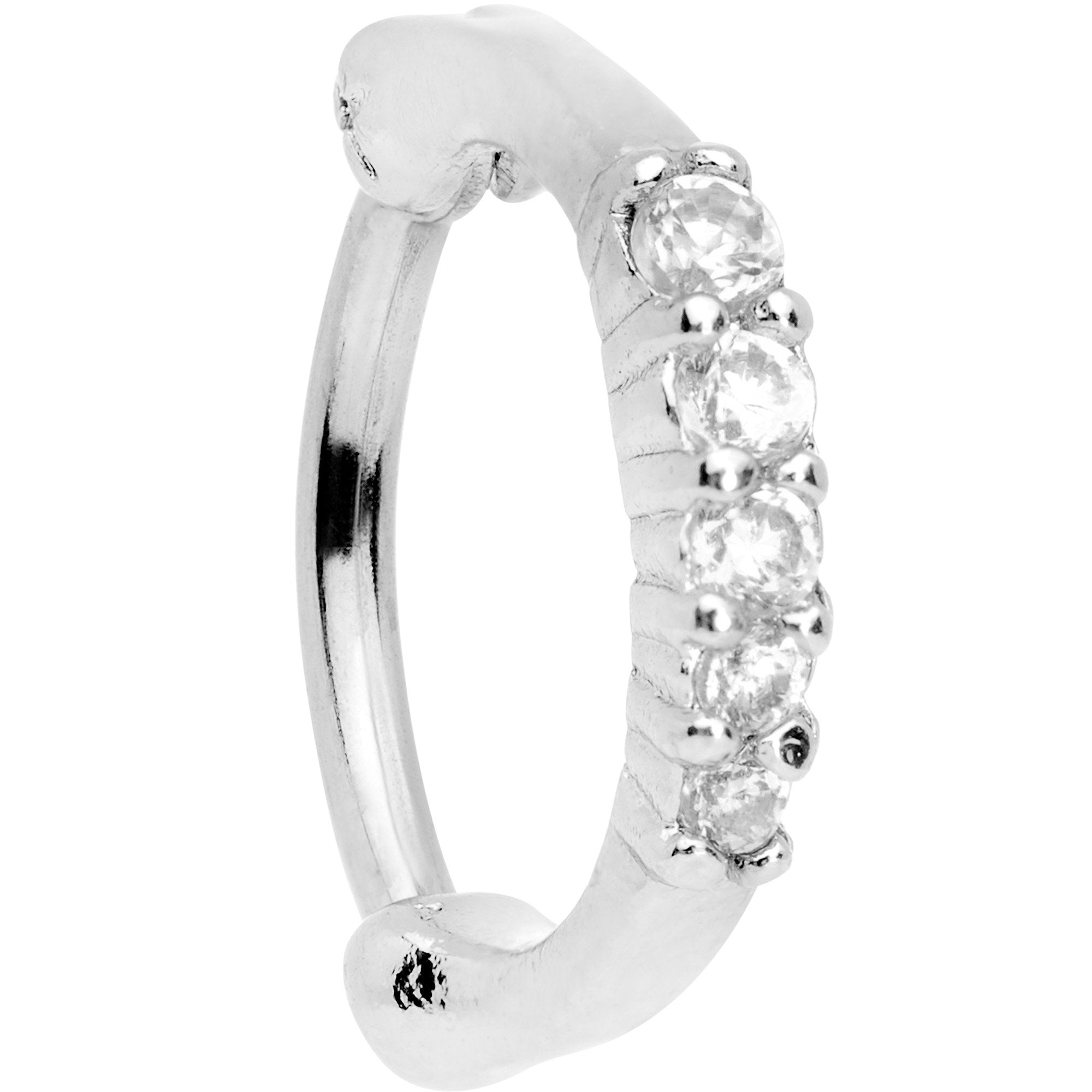 16G 5/16 Clear Gem Curved Hinged Cartilage Clicker