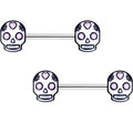 9/16 I Heart Sugar Skulls Barbell Nipple Ring Set