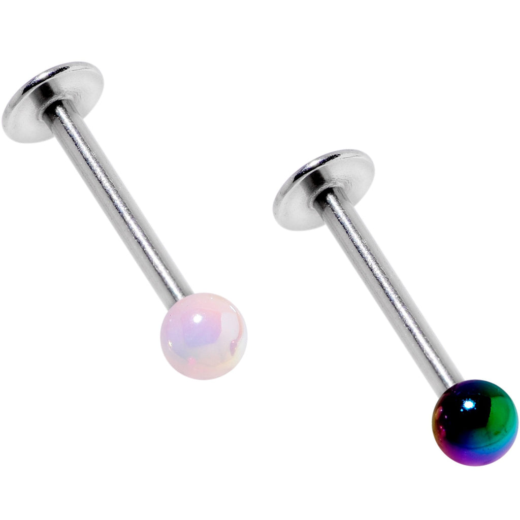 Multi Color Pearlescent Acrylic Ball Labret Monroe Tragus Set of 4
