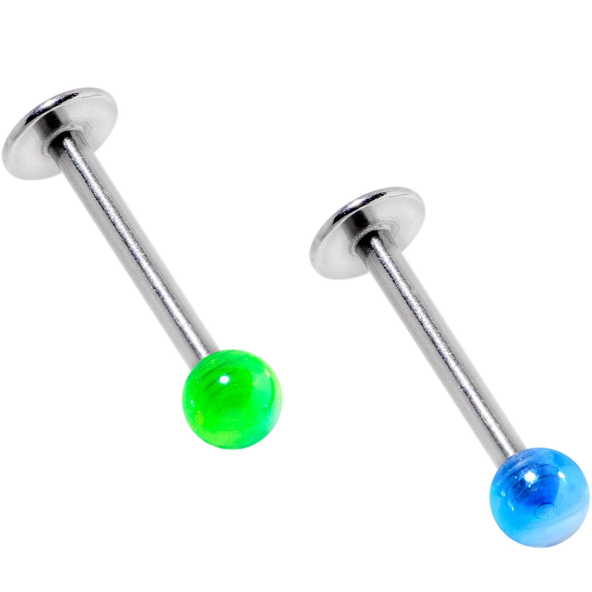 Multi Color Translucent Blast Ball Labret Monroe Set of 4