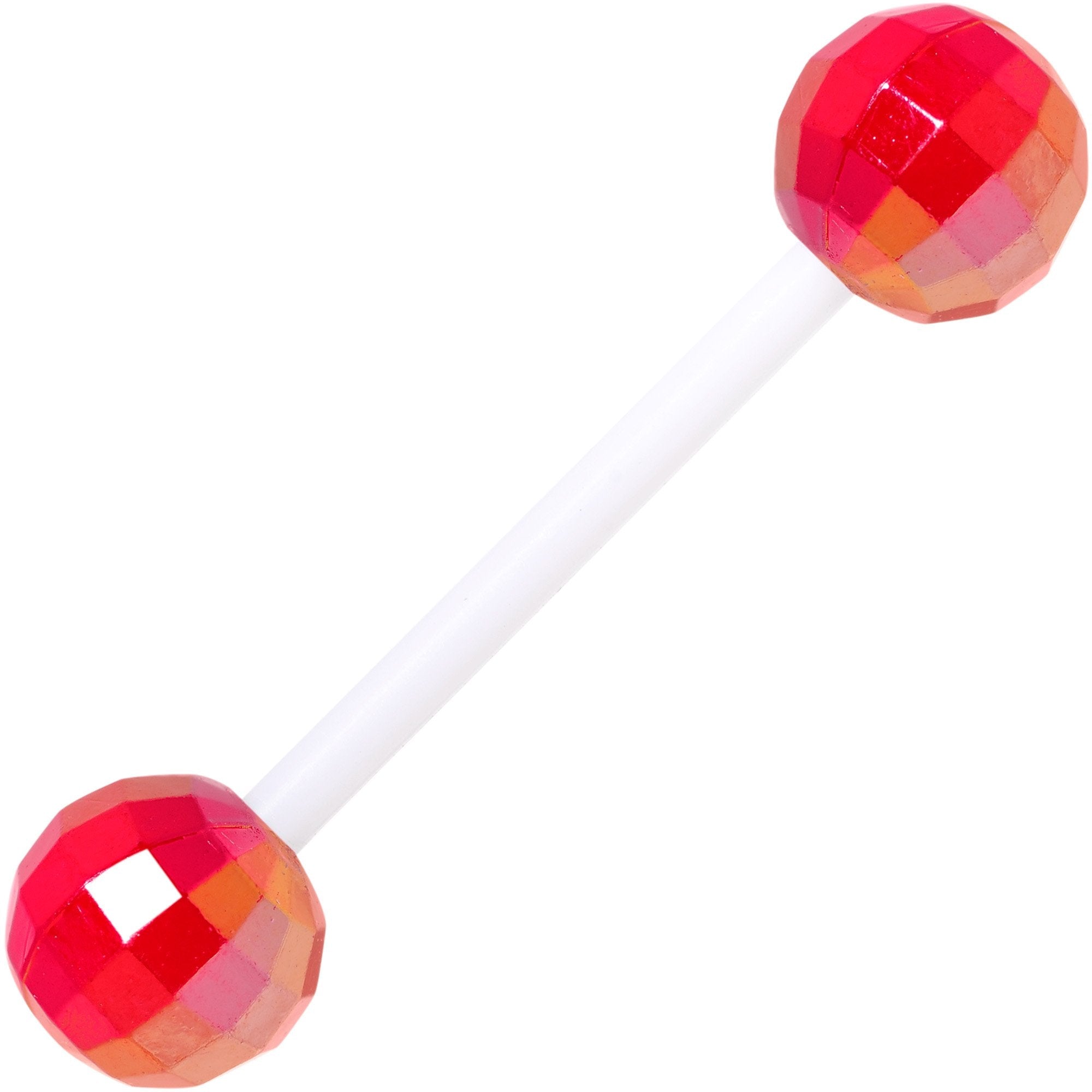 Pink Red Disco Ball Bioplast Barbell Tongue Ring Set of 4