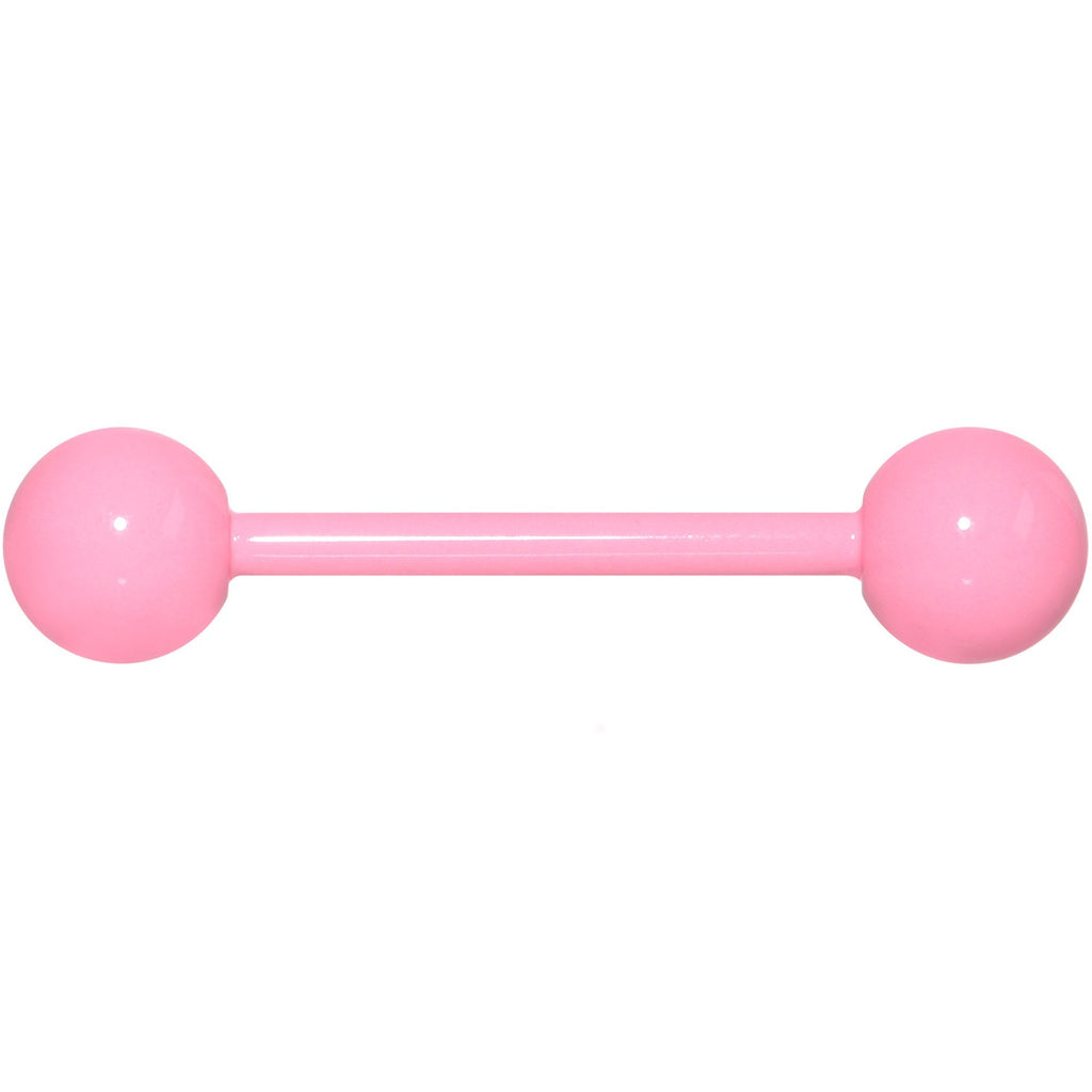 14G 5/8 Pink Acrylic Over Steel Tongue Ring
