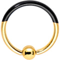 16G 3/8 Black and Gold Tone Two Tone BCR Captive Ring