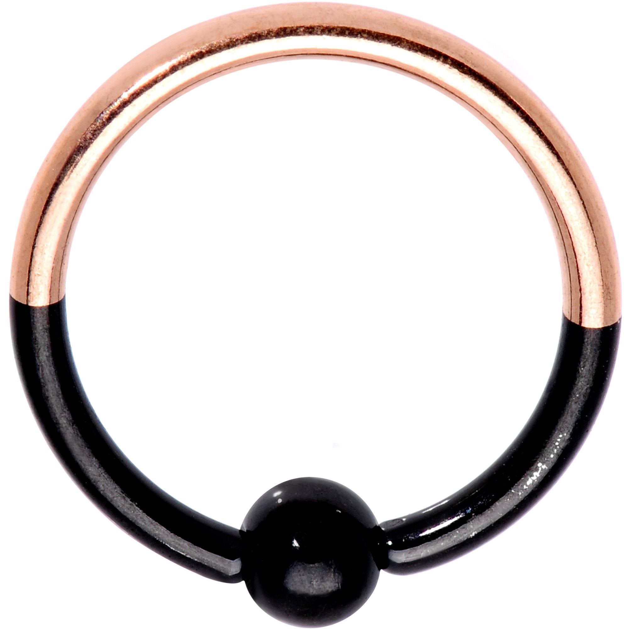 16G 3/8 Black and Rose Gold Tone Two Tone BCR Captive Ring