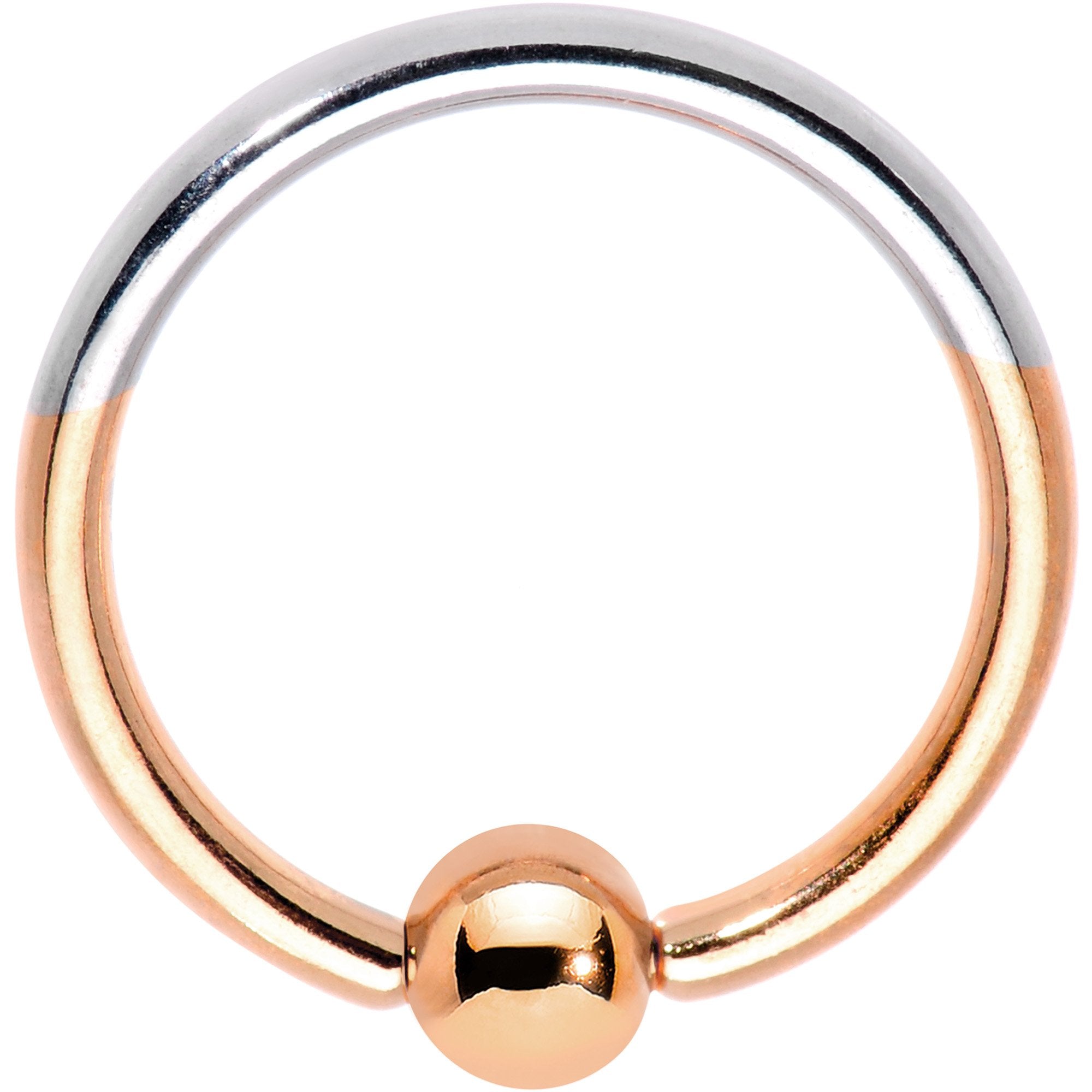 16G 3/8 Rose Gold Tone Two Tone BCR Captive Ring