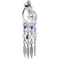 Crescent Moon Dreamcatcher Reversible Top Mount Dangle Belly Ring
