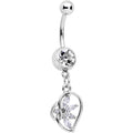 Clear CZ Gem Twisted Heart Splash Dangle Belly Ring