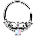 16G 5/16 White Synthetic Opal Ornate Tiara Seamless Circular Ring