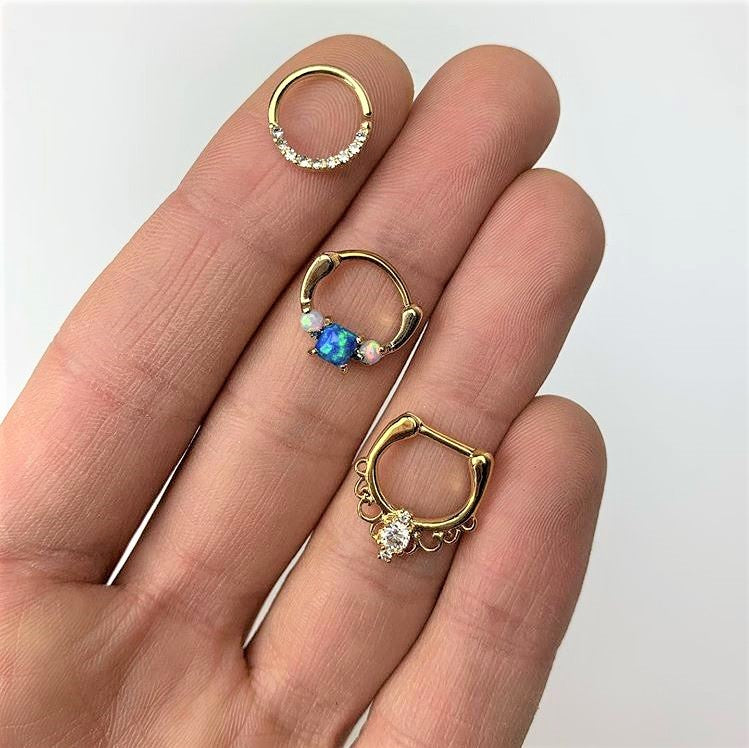 16G 5/16 Clear Gem Gold Tone Simple Elegance Seamless Circular Ring