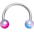 16G 3/8 Blue Pink Pearlescent Horseshoe Circular Barbell