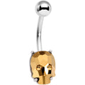 Champagne Gem Sugar Skull Mask Belly Ring
