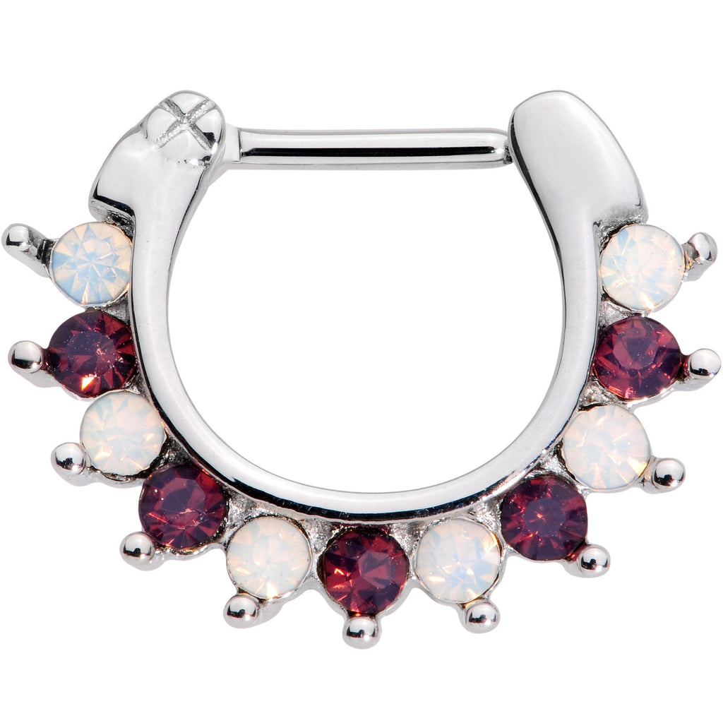 16G 5/16 Deep Red White Cadence Septum Clicker