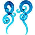 Blue Glass Translucent Swirl Twirl Spiral Taper Set 6mm to 12mm