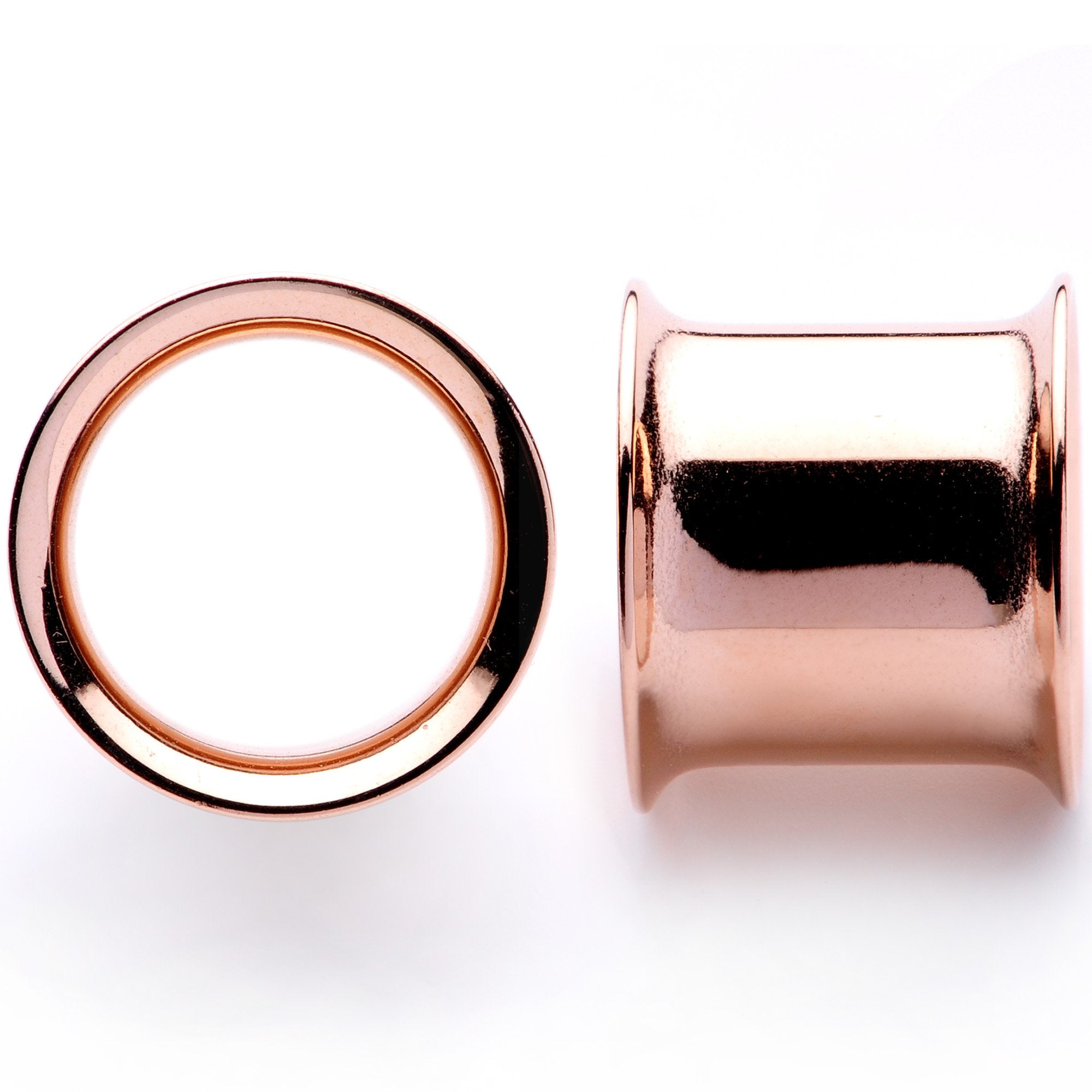 Rose Gold Tone Anodized Steel Double Flare Tunnel Plug Set 4mm to 16mm