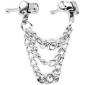 20G 1/4 Clear Gem Elephant Chain Dangle Double Nose Bone